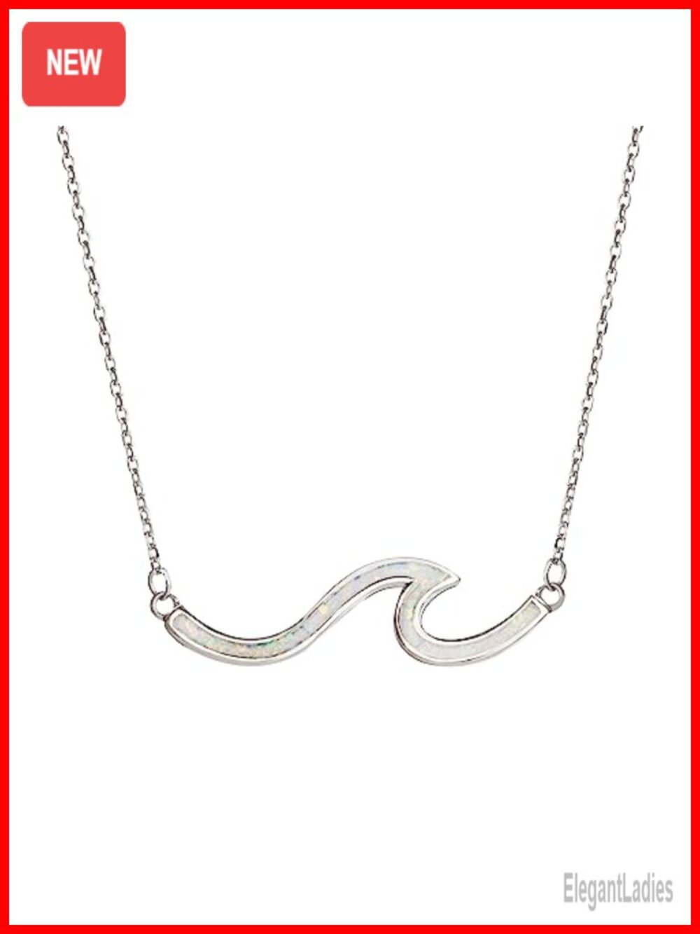 925 Sterling Silver Ocean Wave Necklace Pendant 18in Adjustable Chain